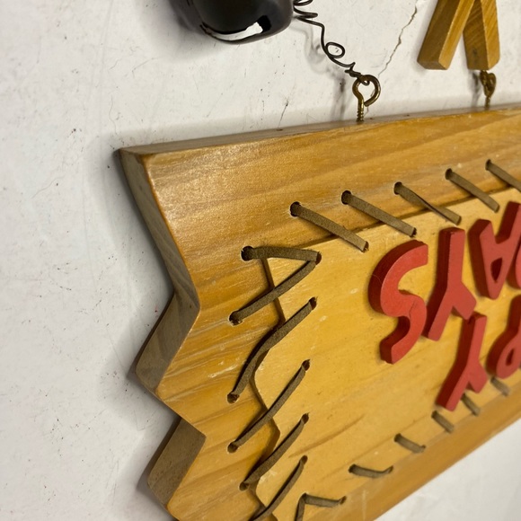 Primitive Rustic Country Happy Holidays Wood Block Sign Cabin Cottage Christmas - Picture 3 of 9